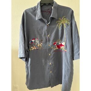 Bamboo Kay Embroidered Shirt Short Sleeve Christmas Santa Size XXL